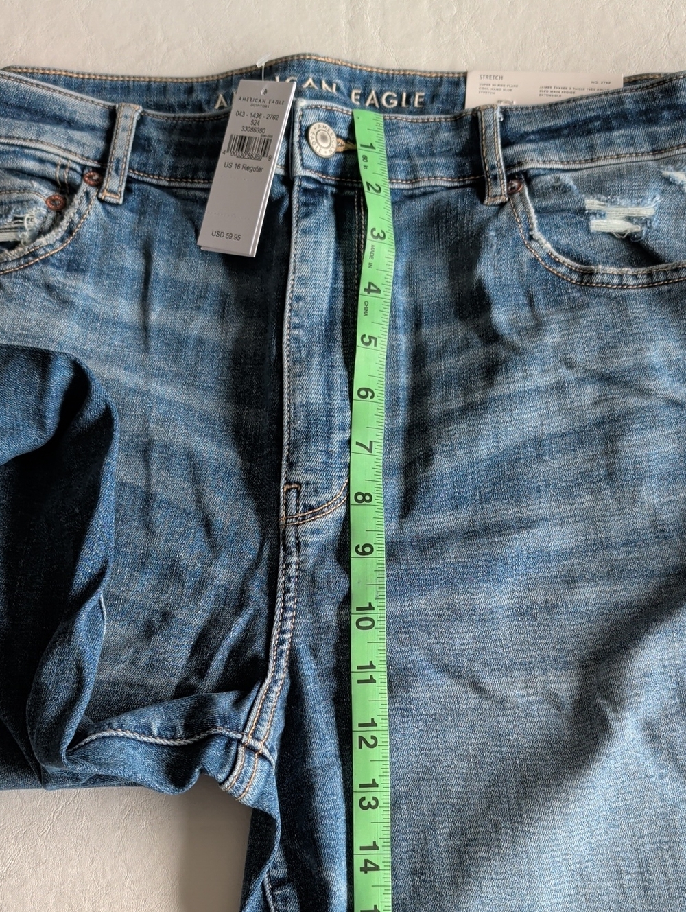 NWT American Eagle Super Hi-Rise Flare Stretch Jeans Women's Size 16 - Picture 4 of 8